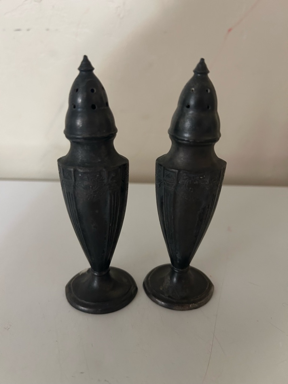 Vintage Poole Silver Co 5585 Salt Pepper Shakers EPCA Silverplate 5” Art Deco